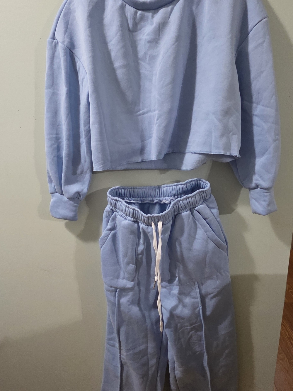 Women's Light Blue Cropped Sweatshirt & Jogger Set - Cozy Track Pants